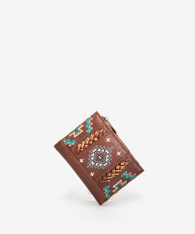 Montana West Aztec Embroidered Wallet Brown