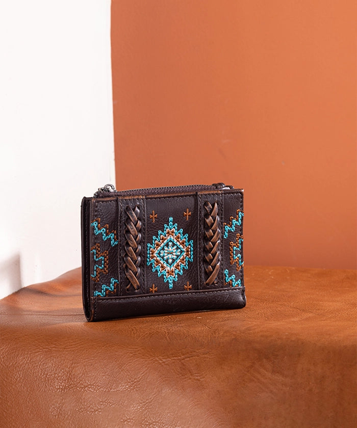 Montana West Aztec Embroidered Wallet Coffee