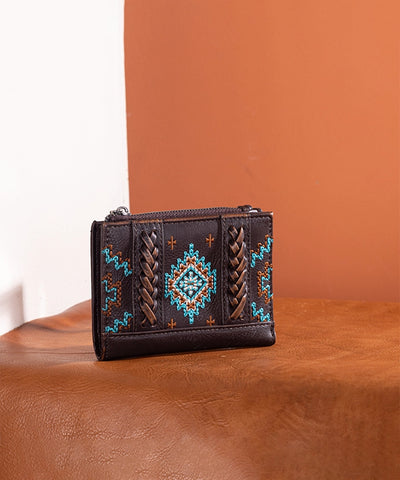 Montana West Aztec Embroidered Wallet Coffee