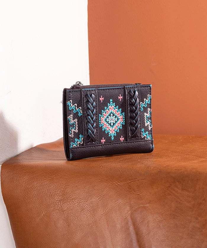 Montana West Aztec Embroidered Wallet Turquoise