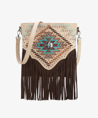 Montana West Aztec Fringe Concealed Carry Crossbody Purse Tan