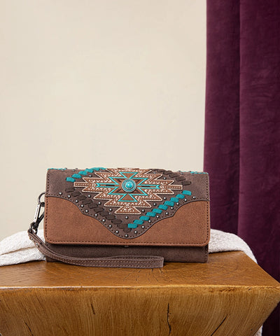 Montana West Aztec Whipstitch Wallet Coffee