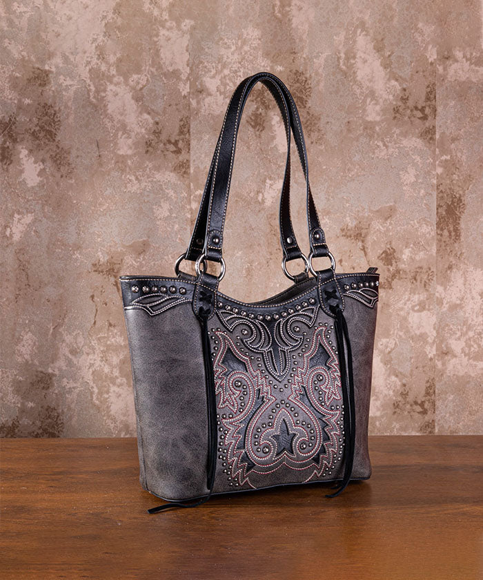 Montana West Boot Scroll Concealed Carry Tote  Black