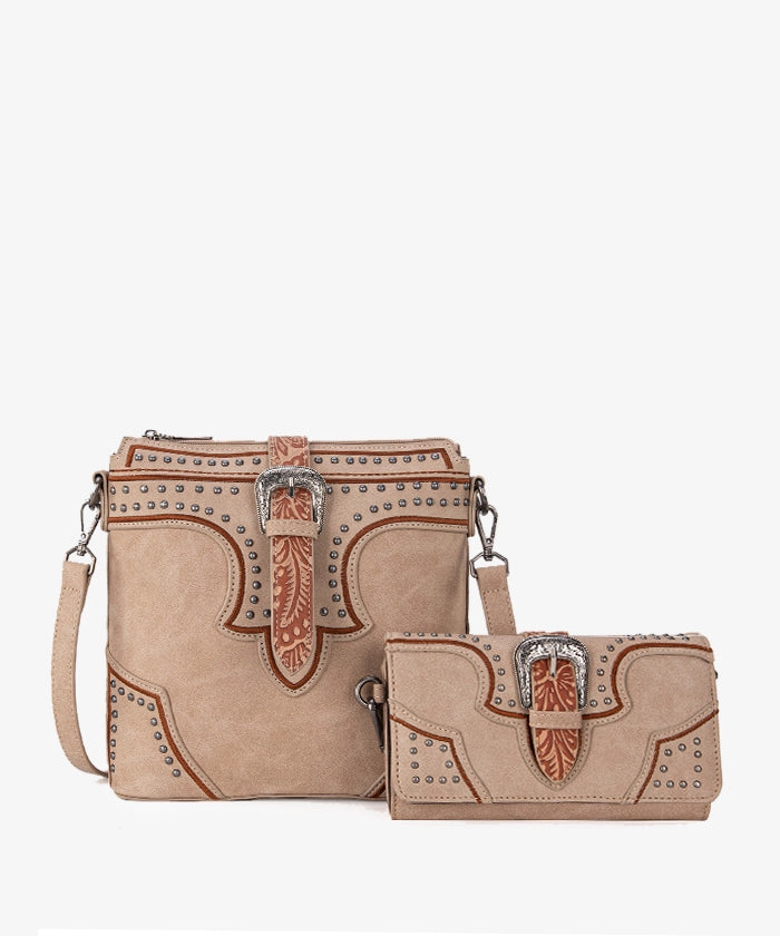 Montana West Buckle Studs Crossbody Bag Set - Montana West World