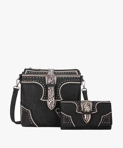 Montana West Buckle Studs Crossbody Bag Set - Montana West World