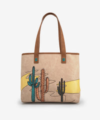 Montana West Cactus Embroidered Tote Bag Camel