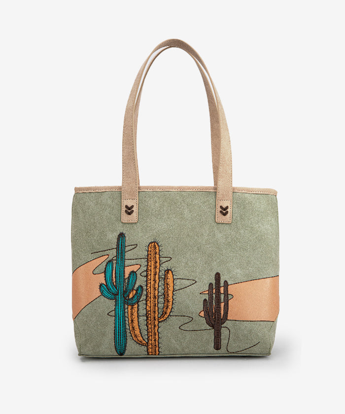 Montana West Cactus Embroidered Tote Bag Green