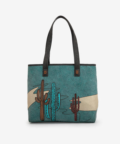 Montana West Cactus Embroidered Tote Bag Turquoise