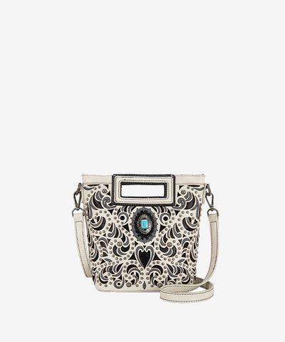 Montana West Cut-Out Embroidered Crossbody Bag Black