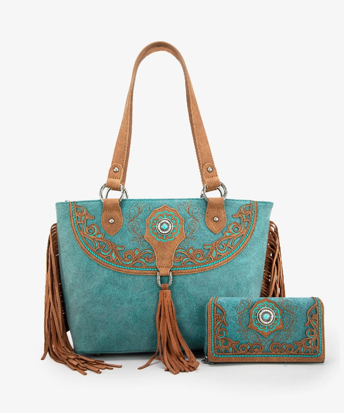 Montana_West_Cut-out_Fringe_Concealed Carry Tote_Bag_Set_Turquoise