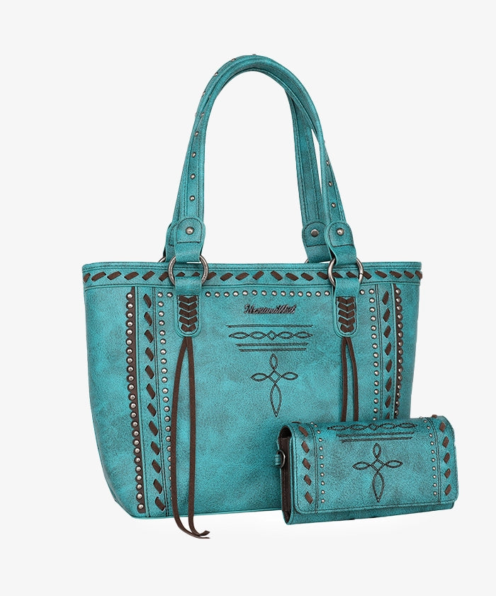 Montana_West_Diamond_Cross_Stitch_Concealed_Carry_Tote_Bag_Turquoise N1