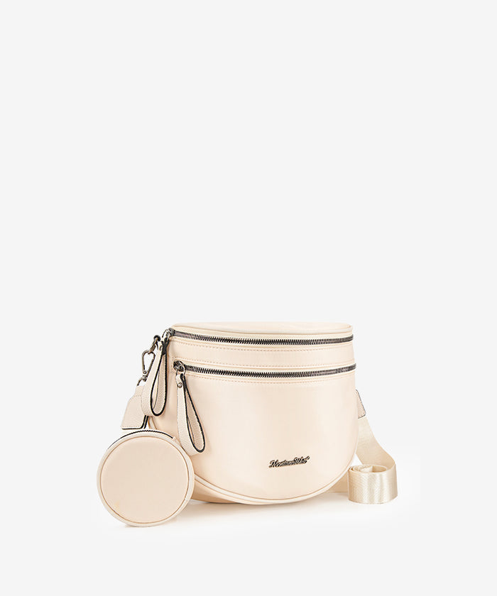 Montana West Dual Zipper Bum Bag Beige