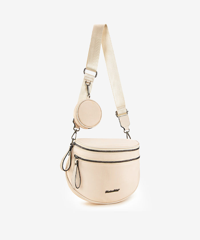 Montana West Dual Zipper Bum Bag Beige