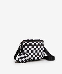 Montana West Dual Zipper Bum Bag Black-Checker