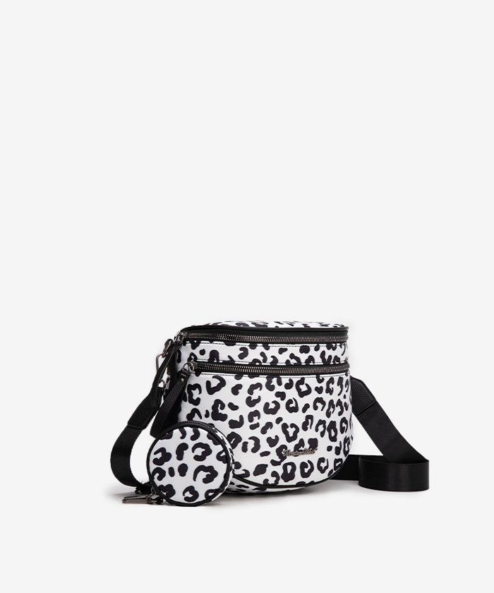 Montana West Dual Zipper Bum Bag Black-Leopard