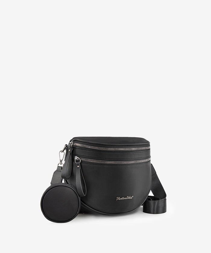 Montana West Dual Zipper Bum Bag Black