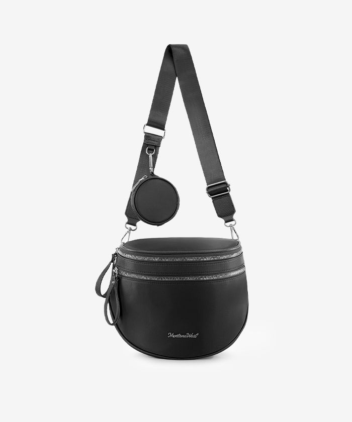 Montana West Dual Zipper Bum Bag Black