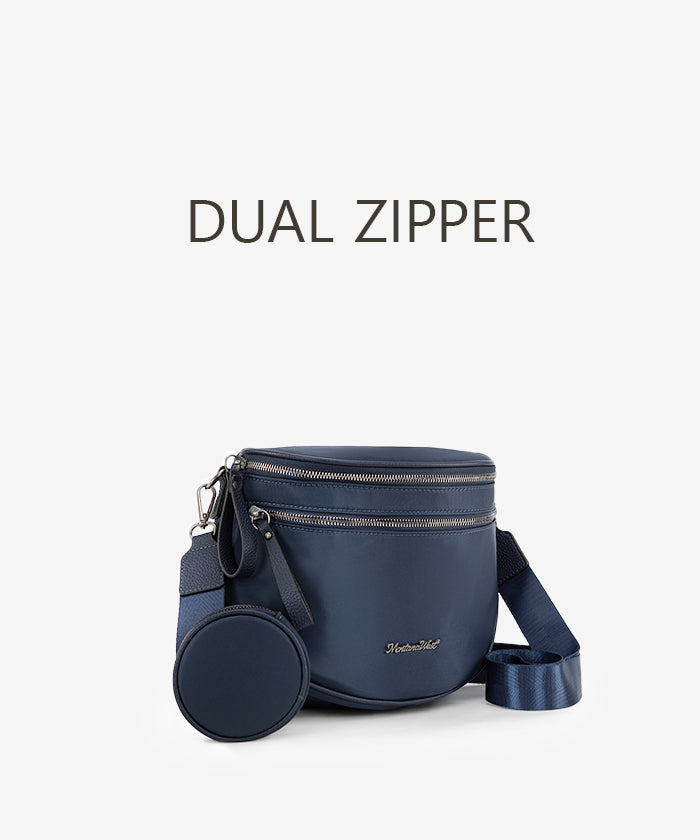 Montana West Dual Zipper Bum Bag Navy