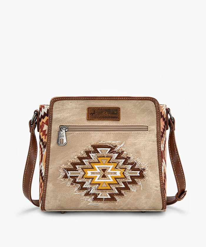 Montana West Embroidered Aztec Denim Crossbody 