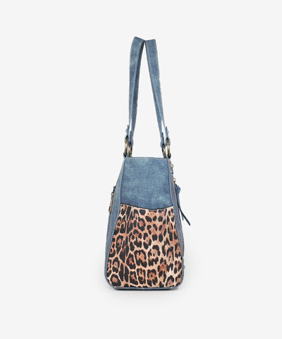 Montana West Embroidered Floral Leopard Concealed Carry Tote Jean