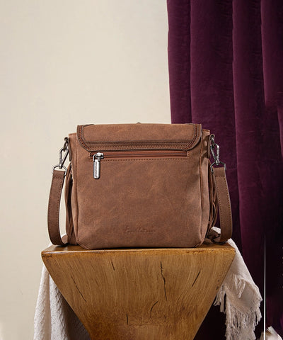 Montana West Flap Fringe Crossbody Purse Brown