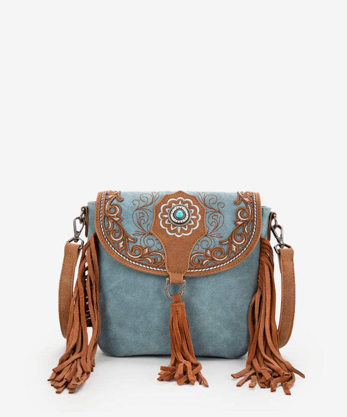 Montana West Flap Fringe Crossbody Purse Jean