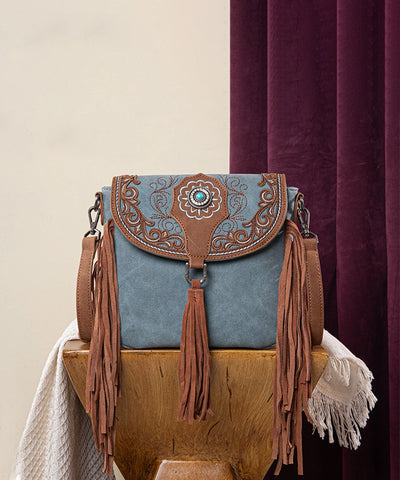 Montana West Flap Fringe Crossbody Purse Jean