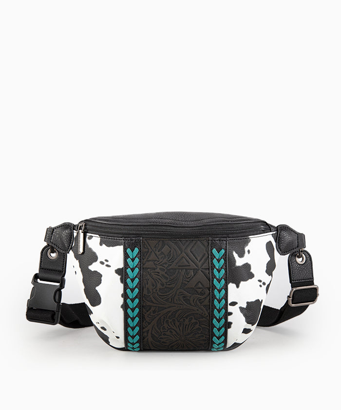 Montana West Floral Tooled Fanny Pack Black