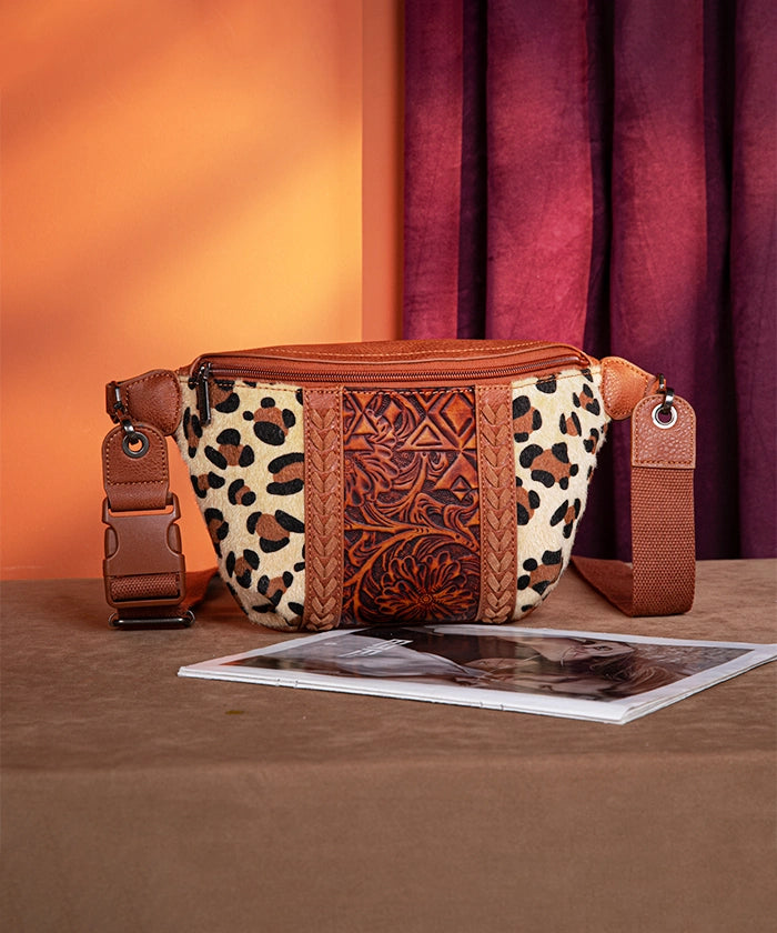 Montana West Floral Tooled Fanny Pack Leopard