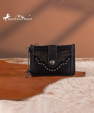 Montana West Floral Tooled Wallet Black