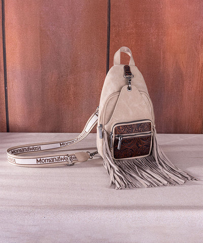 Montana West Fringe Sling Bag Tan