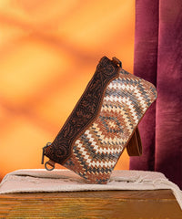 Montana West Sequined Aztec Mini Crossbody Purse Brown