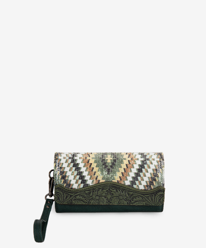 Montana West Sequined Aztec Wristlet Green