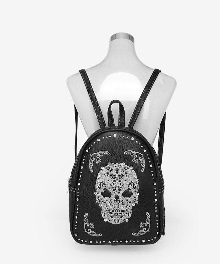 Montana West Sugar Skull Concealed Carry Backpack BK-WT