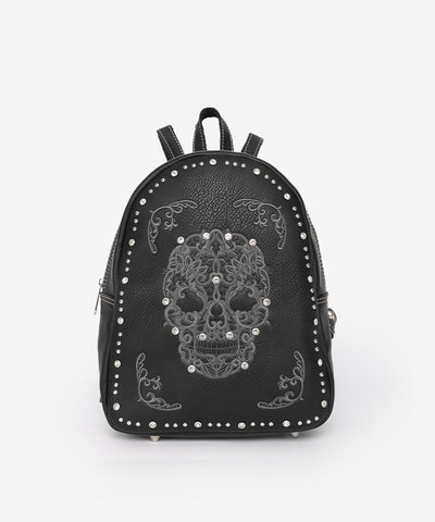 Montana West Sugar Skull Concealed Carry Backpack Black