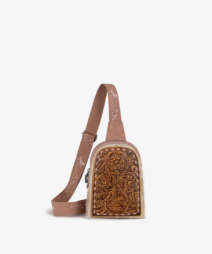 Montana West Tooled Concealed Carry Sling Bag Pink