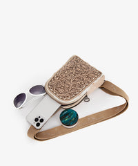 Montana West Tooled Concealed Carry Sling Bag Tan