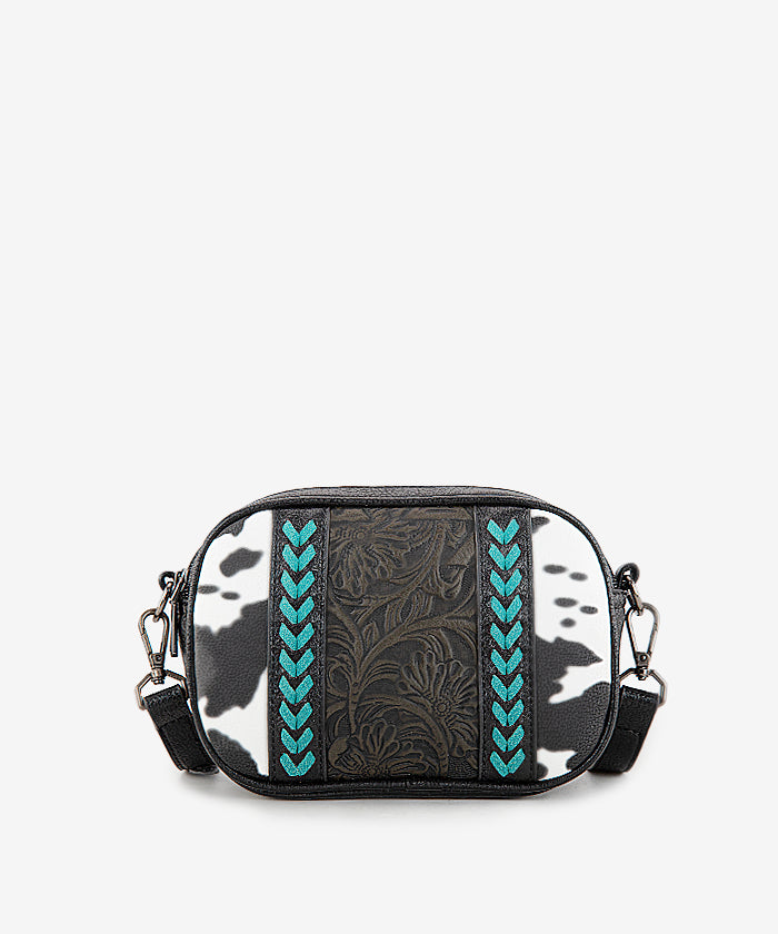 Montana West Tooled Whipstitch Crossbody Bag Black