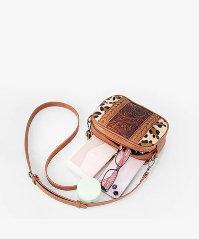 Montana West Tooled Whipstitch Crossbody Bag Leopard