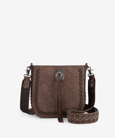 Montana West Tooled Whipstitch Crossbody Purse Coffee