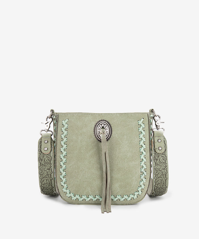 Montana West Tooled Whipstitch Crossbody Purse Light Green