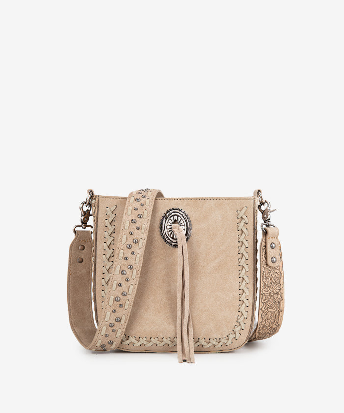 Montana West Tooled Whipstitch Crossbody Purse Tan