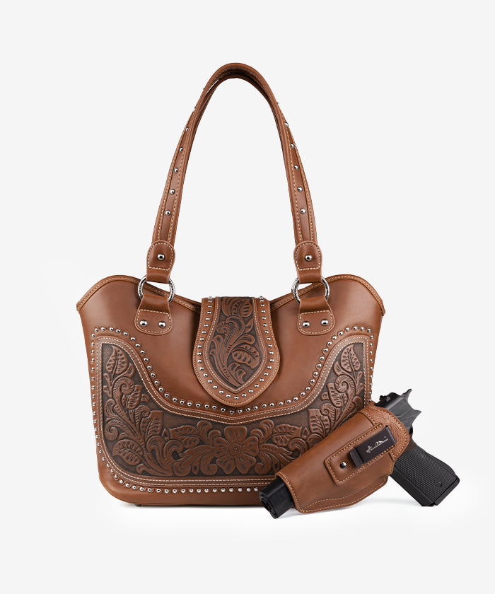 Montana West Tooling Studded Concealed Carry Handbag Montana West World