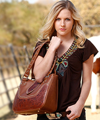 Montana West Tooling Studded Concealed Carry Handbag