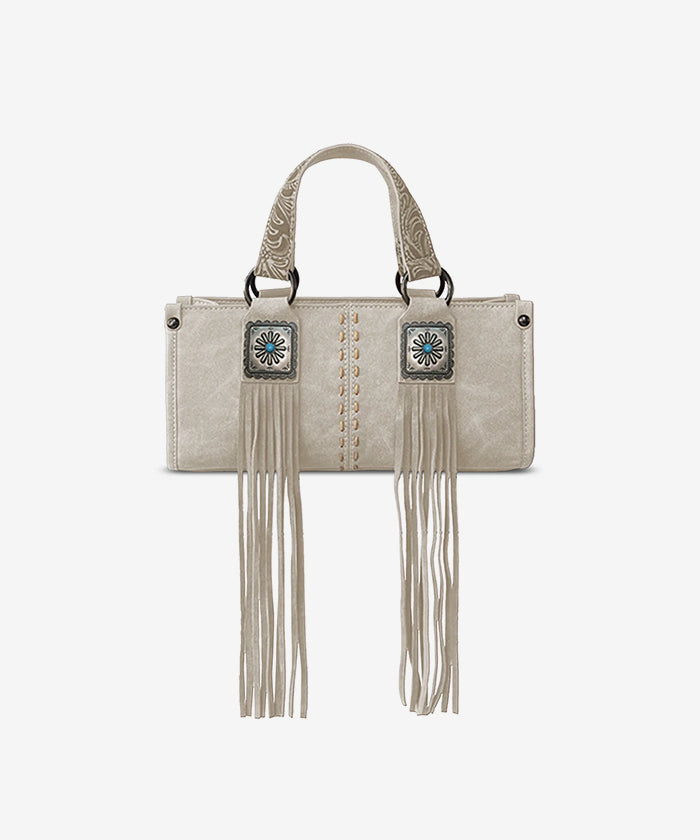 Montana West Western Fringe Concho Mini Crossbody Bag Beige