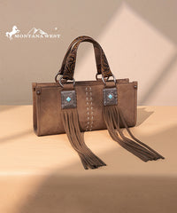 Montana West Western Fringe Concho Mini Crossbody Bag Brown