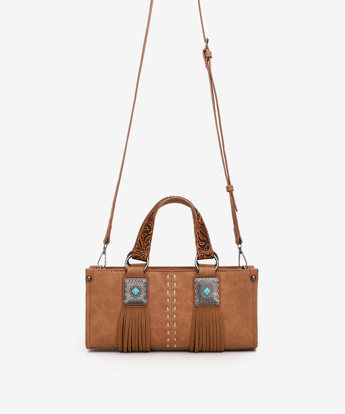 Montana West Western Fringe Concho Mini Crossbody Bag Brown