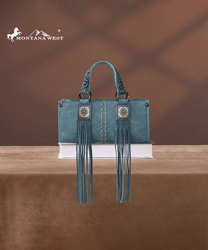 Montana West Western Fringe Concho Mini Crossbody Bag Jean