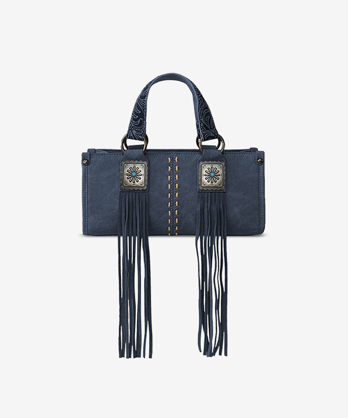 Montana West Western Fringe Concho Mini Crossbody Bag Navy