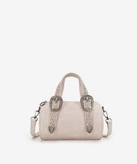 Montana West Western Tooled Buckle Mini Barrel Bag Beige